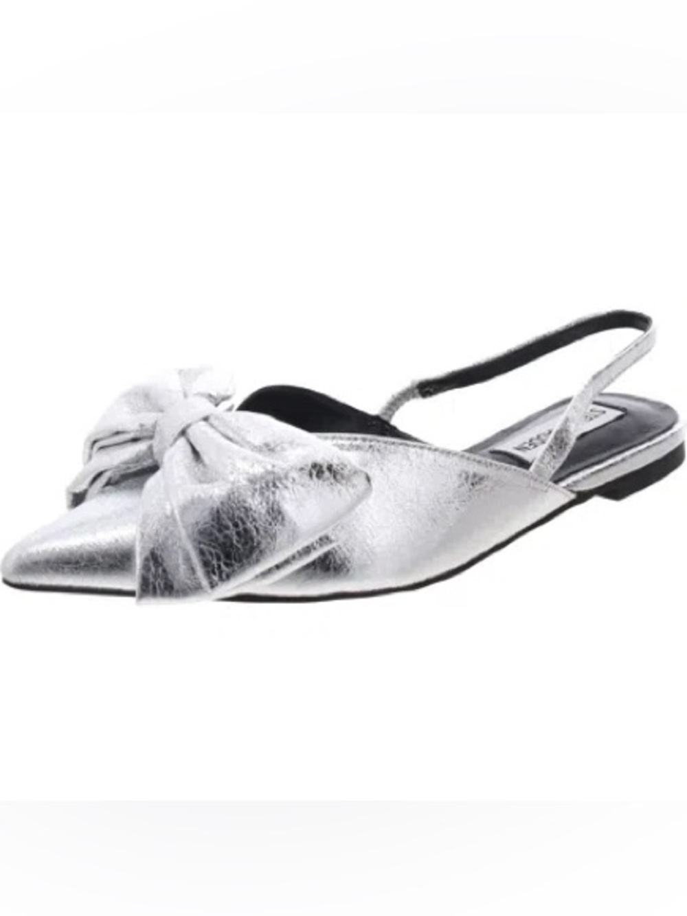 New Steve Madden Bimbi Silver Mirror Metallic Slingback Bow size 8